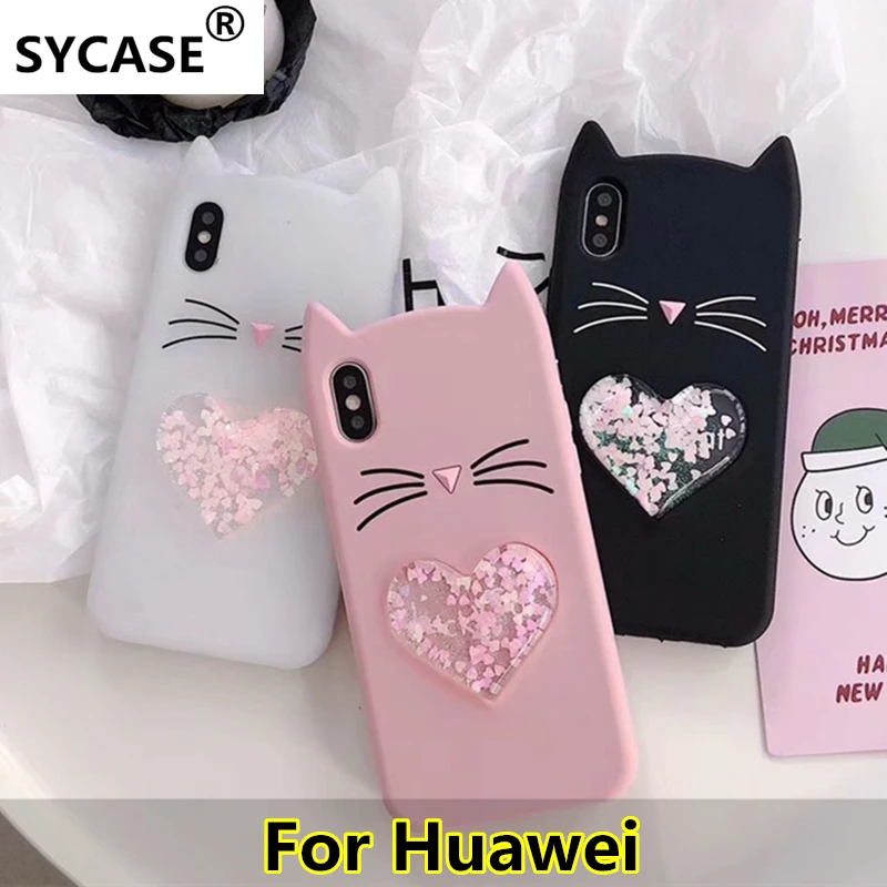 Чехол SY для huawei Y5 II Y6 Y53 2017 2018 чехол с милой бородой и блестящими кошачьими ушками