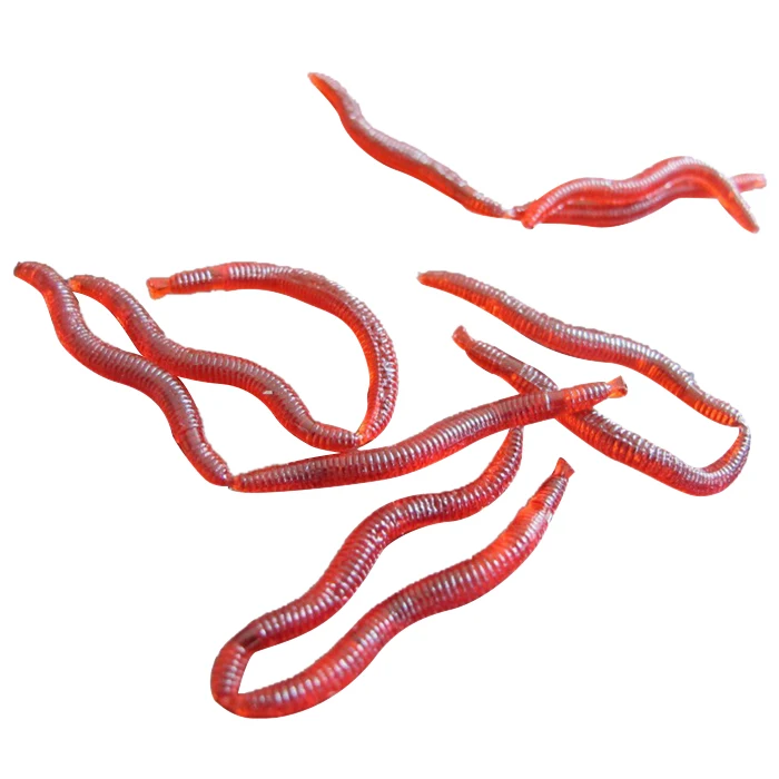 50Pcs/ earthworm plastic lures Artificial Fishing Bionic soft Lures red
