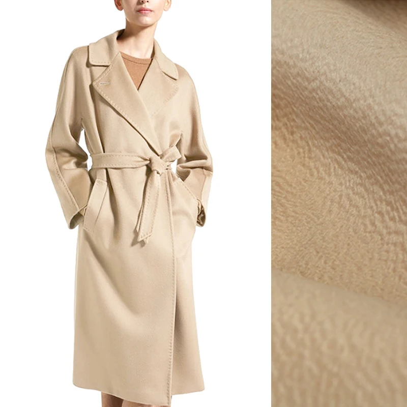 

150CM Wide 780G/M Weight Light Coffee Color Solid Color Water Wave Lambsdown Autumn Winter Overcoat Jacket Outwear Fabric E914