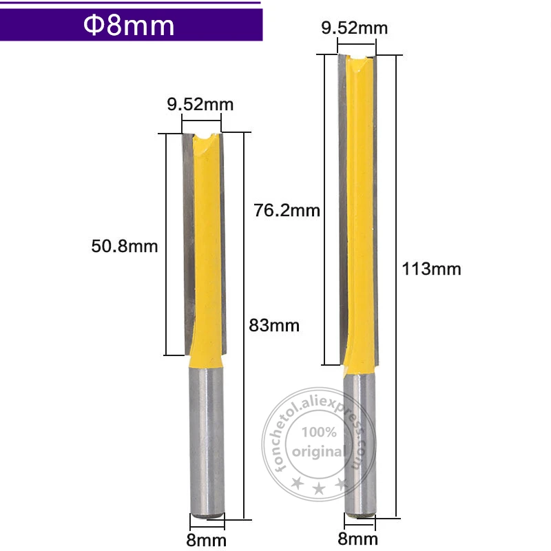 

8mm shank-1PCS,CNC Solid carbide milling Cutter,Woodworking router bit,Engraving wood tool,2 flutes straight bit,Trimming knife