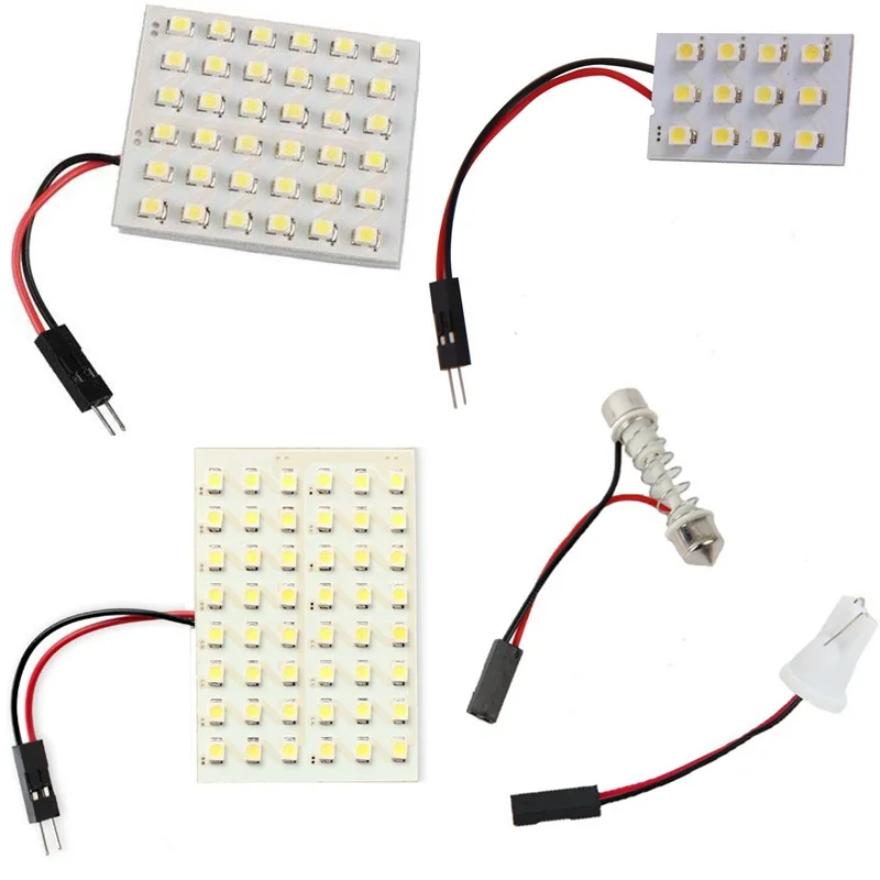 

12 36 48 LED Panel Super White Car Reading Map Lamp 1210 smd Auto Dome Interior Bulb Roof Light with T10 Adapter Festoon Base