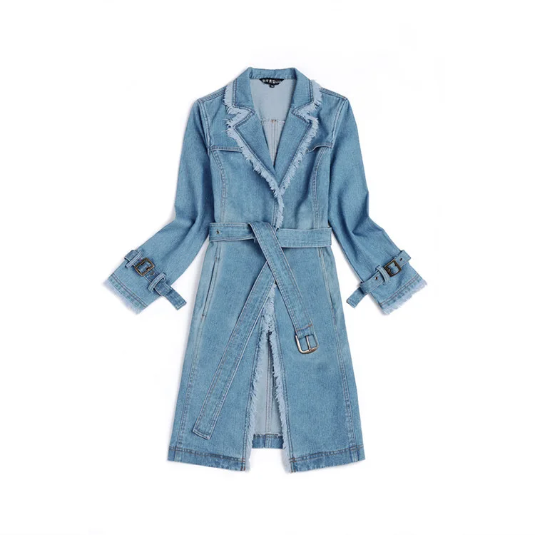 New Garment Gulinaza Medium and Long Fashioned Slim Coat of The Same Style In 2019 Jacket Women Coat Belt Turn-down Collar