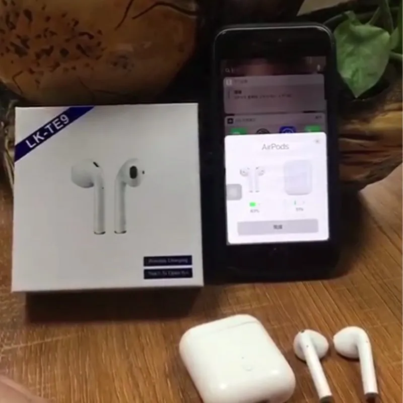 

LK-TE9 TWS Bluetooth 5.0 Earbuds PK i12 i9s Wireless Earphones with Charging Box Touch Control For iphone all phones