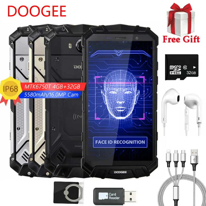 Беспроводная зарядка IP68 DOOGEE S60 Lite 5580 мАч 12V2A Быстрая 5 2 & #39 FHD MT6750T Восьмиядерный 4 ГБ