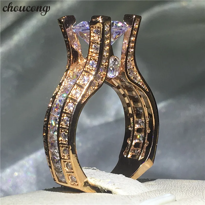 Choucong, Винтажное кольцо, розовое золото, заполненное 925 серебро, 3ct, AAAAA cz, обручальное кольцо, кольца для мужчин и женщин, свадебные украшения, подарок