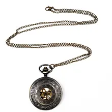 Roman Dial Quartz pocket watch relogio debolso Bronze Black pocket watch Steampunk Retro Men Women Necklace Pendant Pocket Watch bronze skulls mummies a quartz pocket watch popular cartoon anime necklace men and women child friends watch the pendant chain