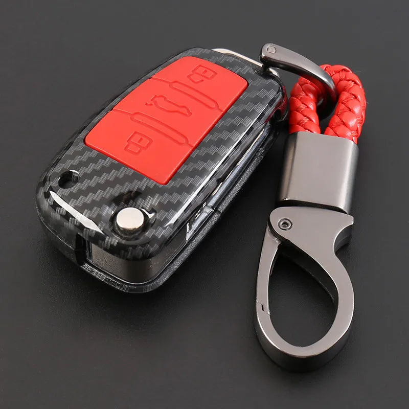 ABS силикон из углеродного волокна для hyundai KONA Encino автомобильный чехол для ключей Защитная крышка оболочки брелок acce автомобильные аксессуары - Название цвета: Carbon Fibre Red