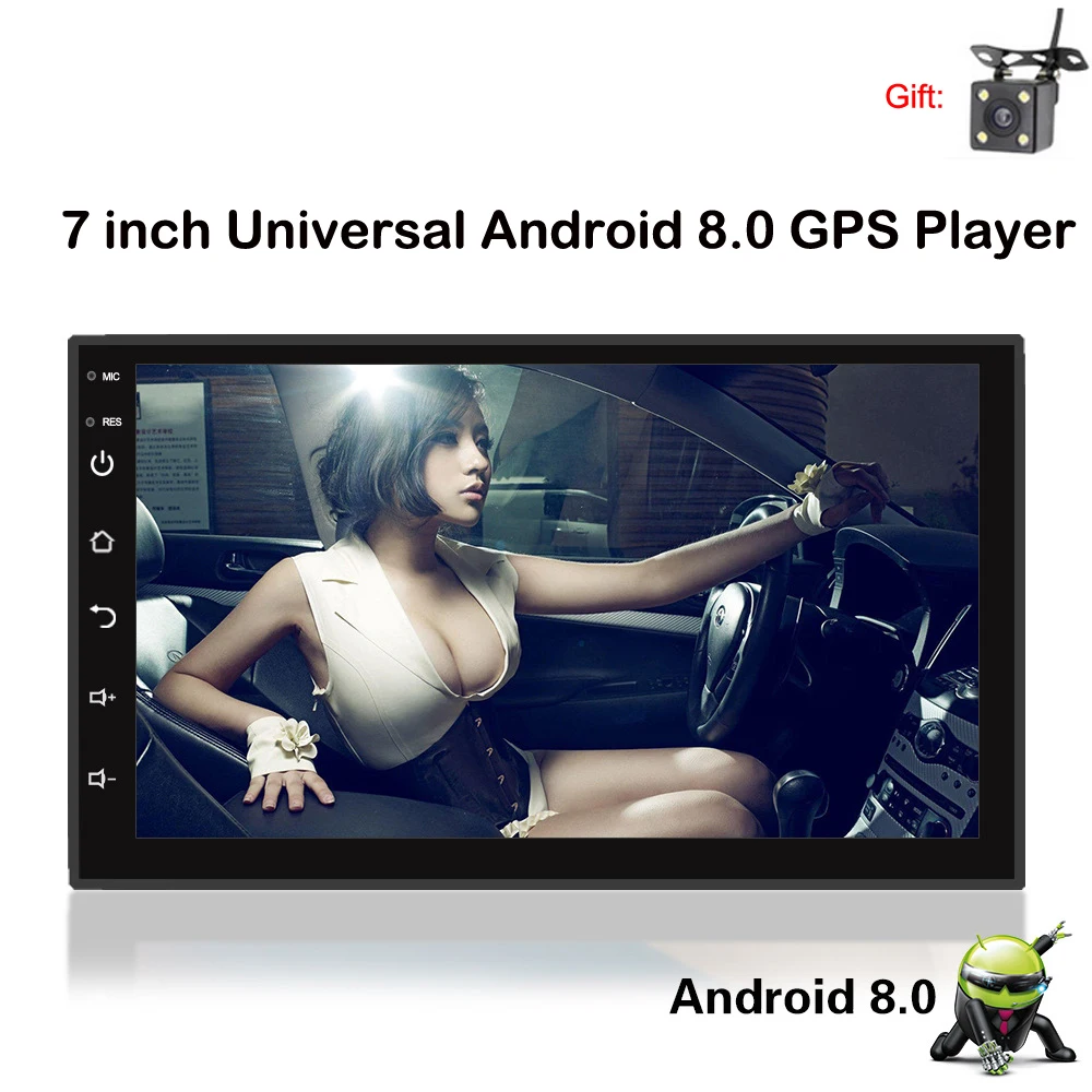 Android 8.0 7 Inch Car GPS Navigation mp5 Player Auto Car audio MP4 Player Wifi Quad Core 2 din stereo In dash Radio Bluetooth