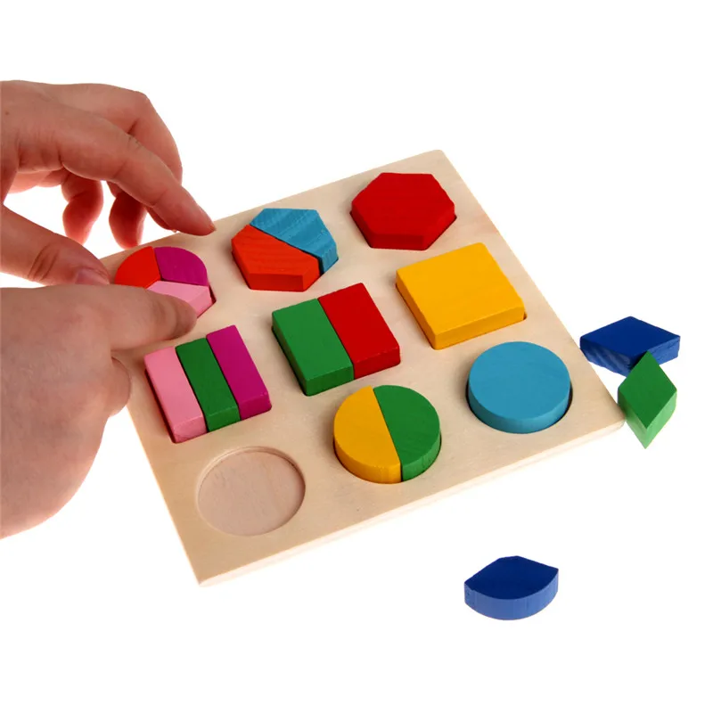 Kids Baby Wooden Geometry Puzzle Montessori Early Learning Educational Toy HOT 