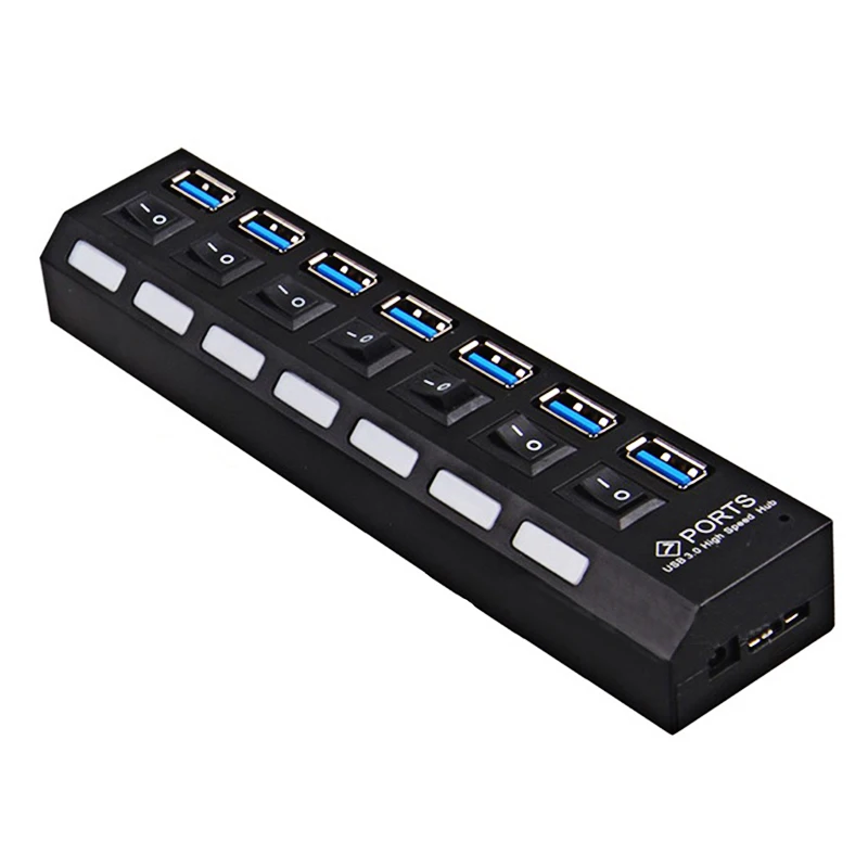 Multi 7-Ports USB HUB 3.0 Super Speed 5Gbps Mini USB 3.0 HUB USB Splitter With On/Off Switch PC Computer Peripherals Accessories