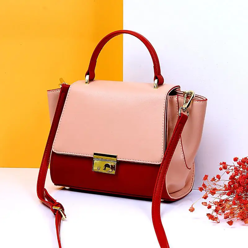 New Women Patchwork Shoulder Bags For Female Fashion Genuine Leather Bag Ladies Burgundy Tote Bag Crossbody Handbag YH111 - Цвет: Бургундия