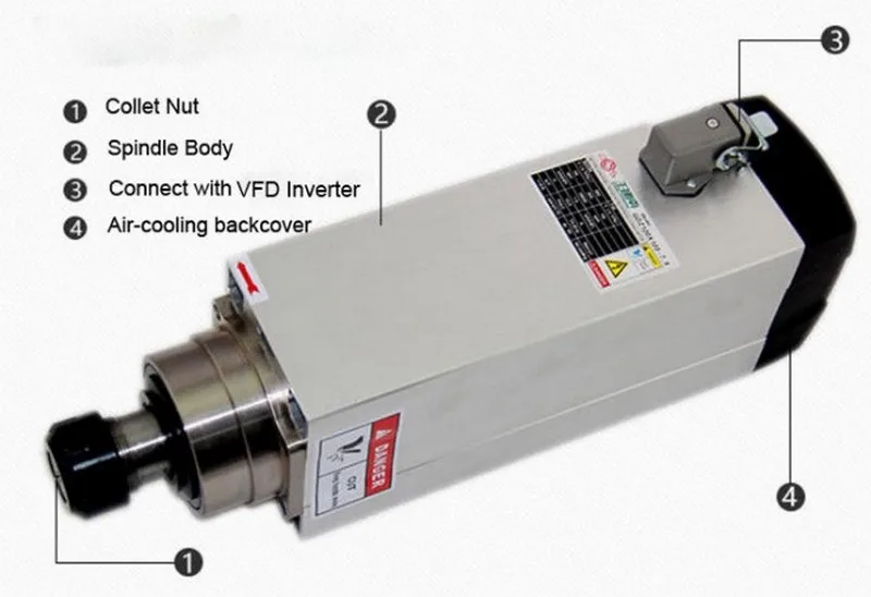 6KW 8HP 220V квадратный шпиндель двигатель с воздушным охлаждением 4 шт. подшипники+ 7.5kw VFD инвертор+ ER32 цанговый Комплект для ЧПУ гравировальный станок маршрутизатор