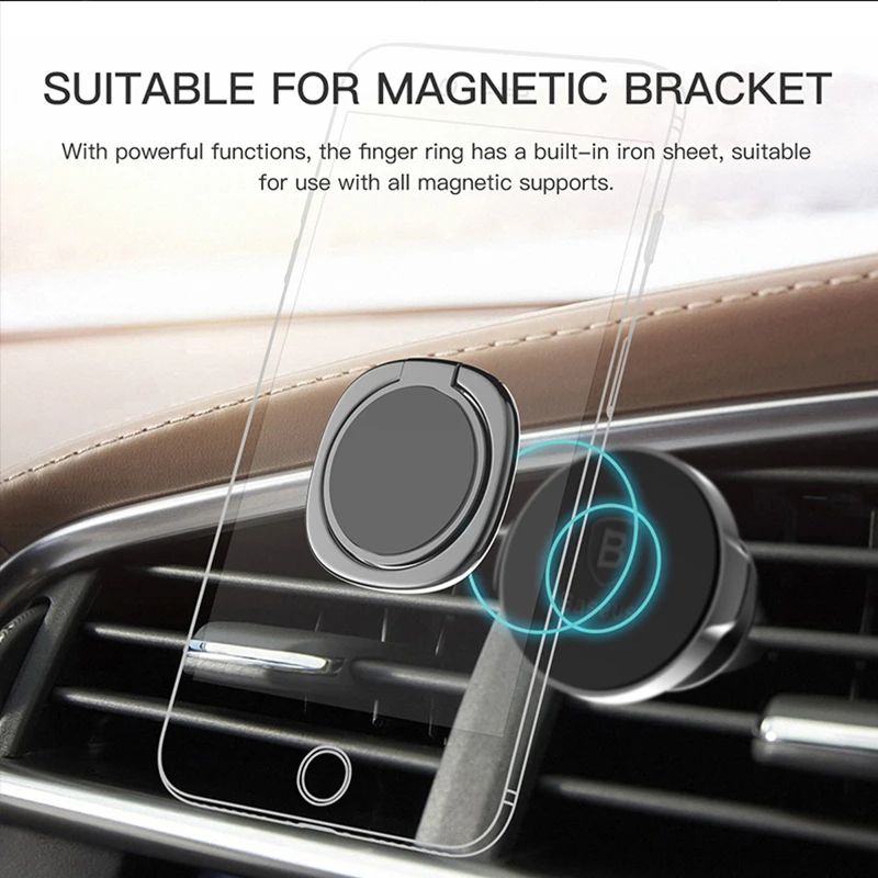 Baseus Metal Finger Ring Holder For iPhone XS 8 Samsung Phone Ring Mobile Phone Holder Stand For Magnetic Car Phone Holder Stand