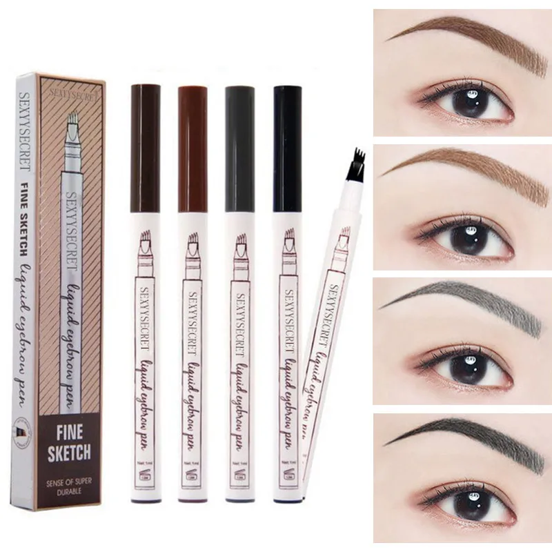 

Waterproof Eyebrow Pencil 4 Fork Tip Eyebrow Tattoo Pencil Long Lasting Professional Fine Sketch Eye Brow Pen Foundation Eyebrow