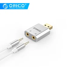 ORICO SK02 Внешняя USB звуковая карта, стерео микрофон, динамик, гарнитура, аудио разъем 3,5 мм, мини-кабель, адаптер, бесплатный привод для ПК, ноутбука