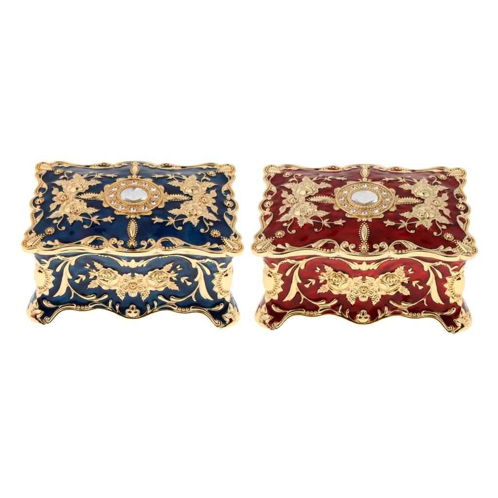 MagiDeal Retro Enamel Flower Sculpture Trinkets Chest Jewelry Box Organizer 18 x 12 x 8cm