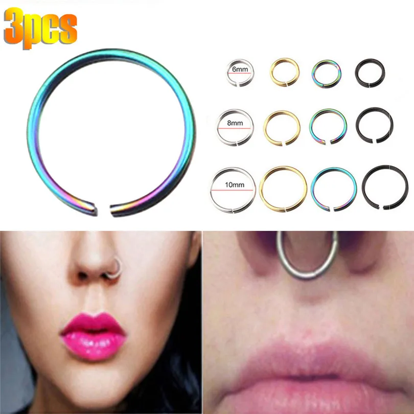 

Stainless Steel Seamless Segment Rings Nose Hoops Ear Piercing Tragus Nose Rings Ear Cartiliage Tragus Sexy Body Jewelry 30JUL16