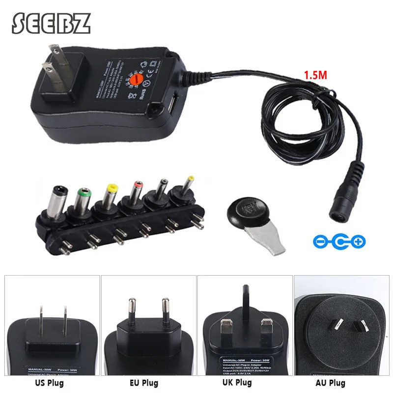 

Adjustable 3V 4.5V 5V 6V 7.5V 9V 12V AC DC Adapter Power Adapter Universal Charger Supply For Notebook Tablet Power Charger 30W