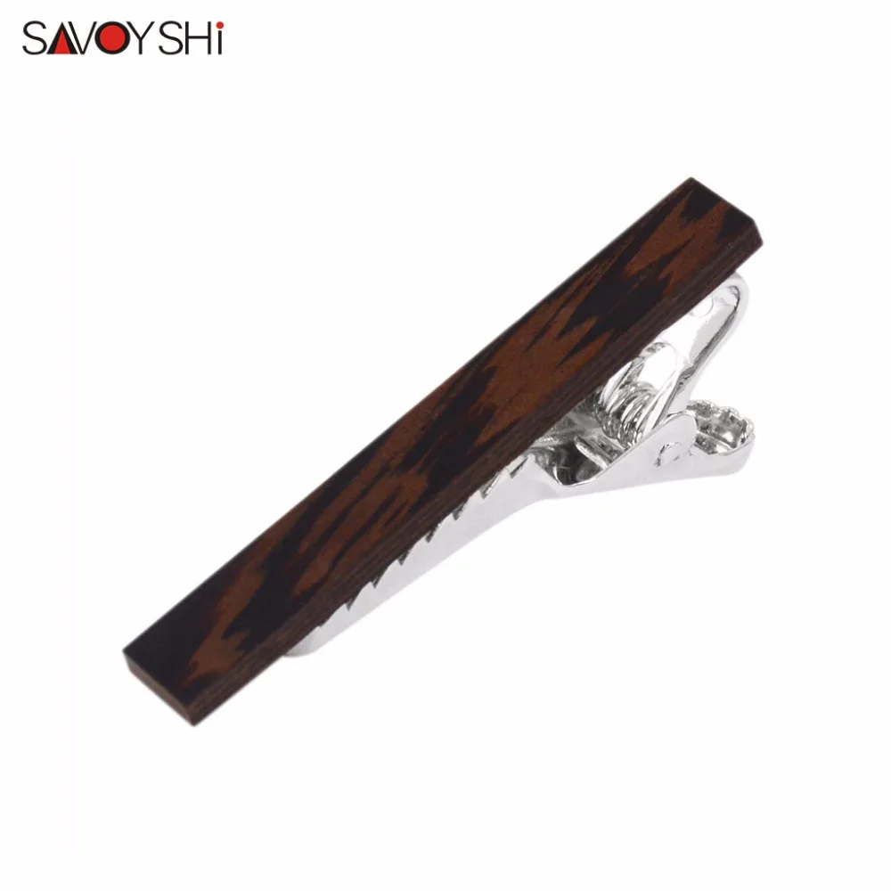 SAVOYSHI Low key Luxury Wood Tie Clips for Mens Necktie Tie bar clasp