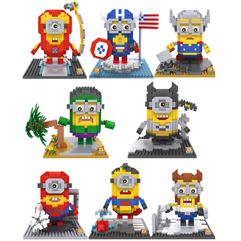 Loz Despicable Me Minions Cosplay Batman V Superman Captain America Hulk  Iron Man Thor Loki Action Figure Toy Building Blocks - Blocks - AliExpress