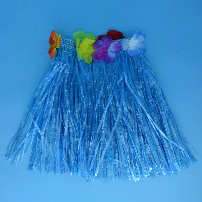 30 см детская тропическая Гавайская Юбка луу Хула Трава юбки для танцев Цветочные товары для дня рождения Рождество Хэллоуин navidad - Цвет: blue