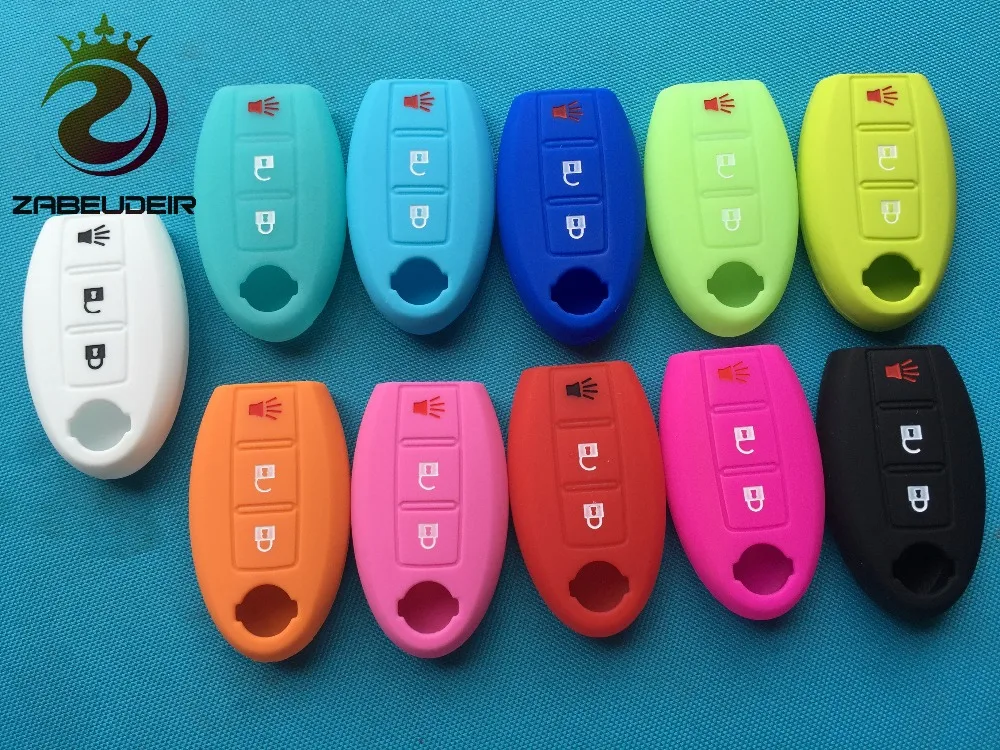 

Pusakieyy Silicone Remote Key Case Cover For Nissan X-Trail 370Z Cube Micra Qashqai Juke Leaf Tiida Cube Quest Versa 3 Button