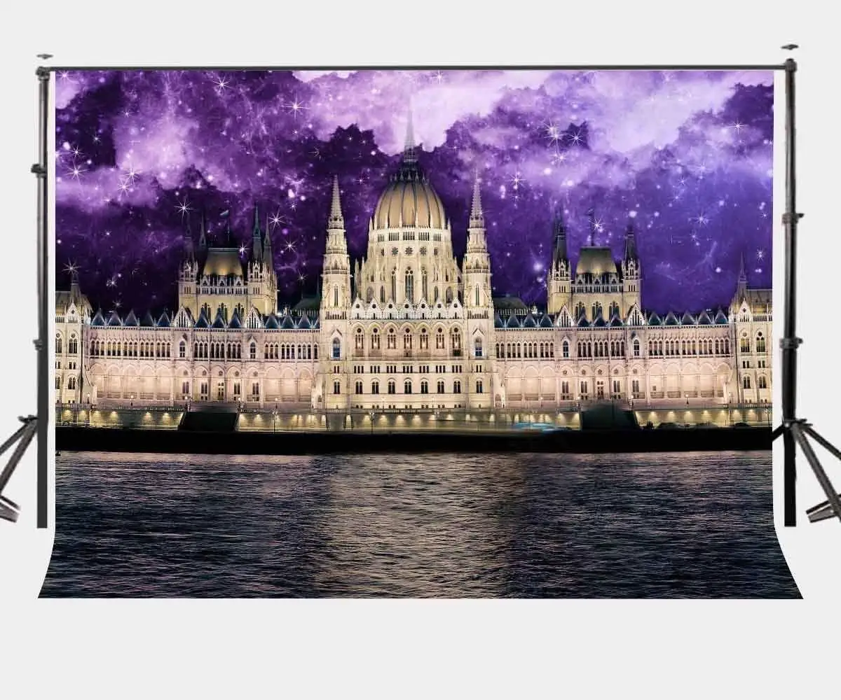 

150x220cm European Style Castle Backdrop Ultra Violet Starry Sky Photography Background