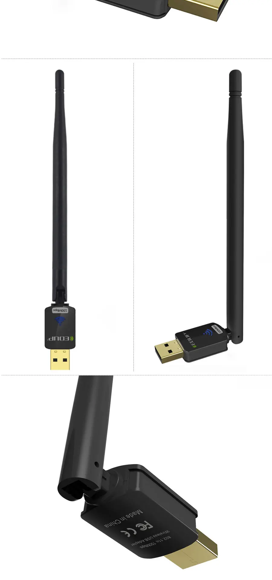 EDUP usb Wi-Fi адаптер 150 Мбит/с высокой скоростью 2dbi Wi-Fi антенны 802.11b/g/n long distance usb Wi-Fi приемник Ethernet сетевой карты