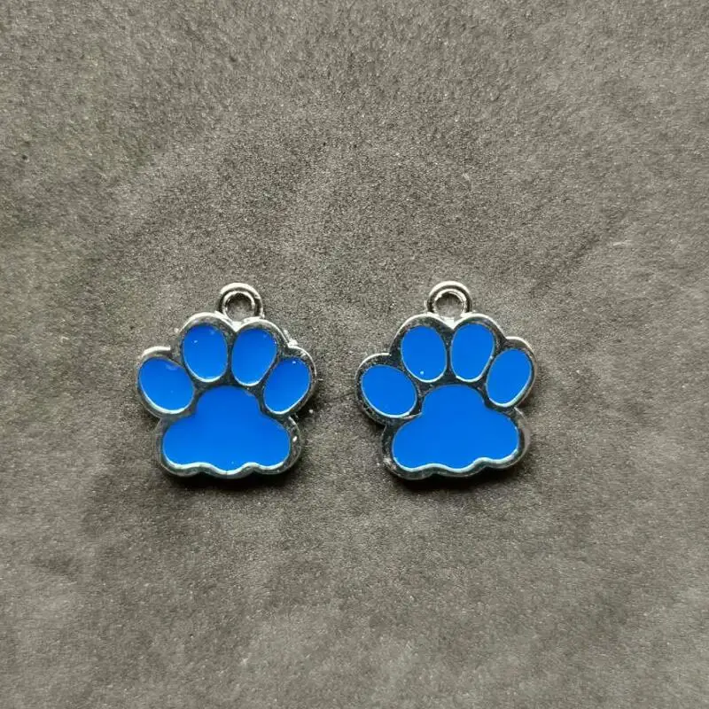 Эмаль собака кошка Медведь лапа Подвески с принтом для изготовления украшений ожерелья браслет серьги брелки модные аксессуары кулон 5 шт - Окраска металла: blue