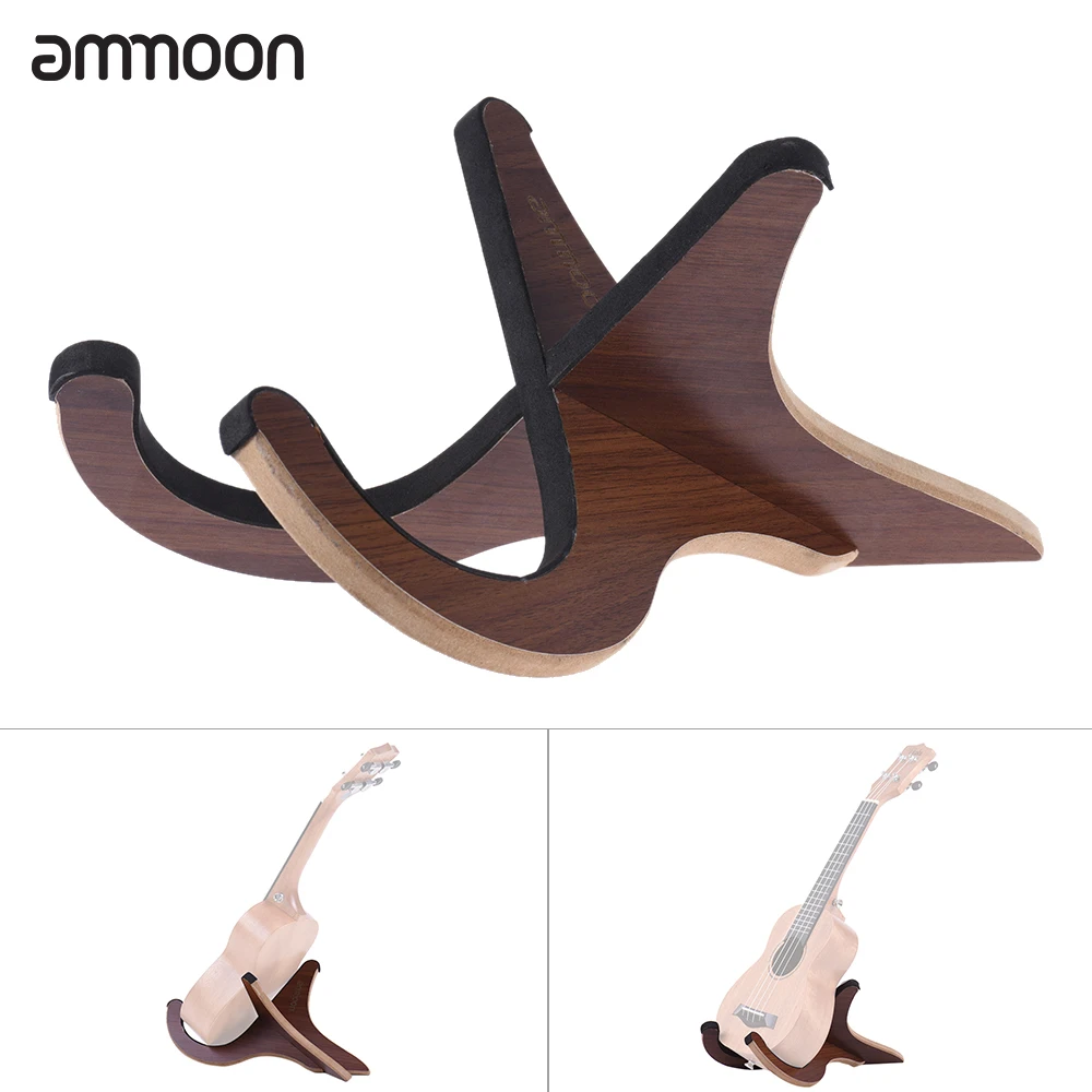 ammoon Ukulele Stand Holder Foldable Wooden Instrument Stand Holder