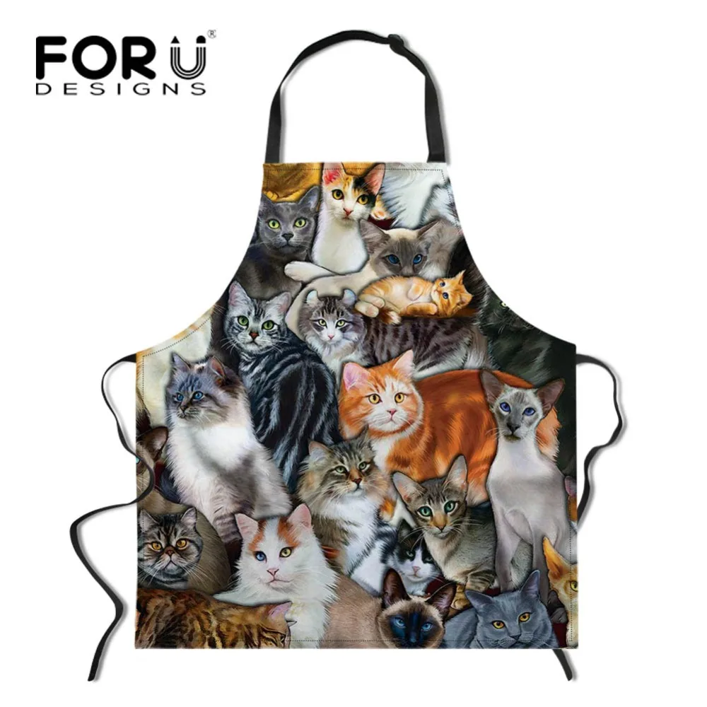 

FORUDESIGNS Funny Animal Cat Dog Print Waist Apron for Women Sleeveless Men Kitchen Chef Cooking Aprons Bib Aprons