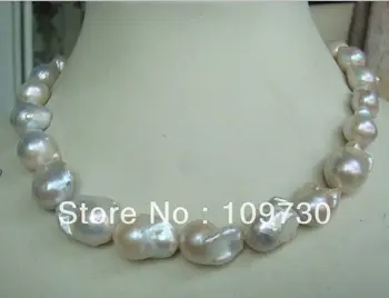 

Jewelry 001478 natural huge Australian south sea white baroque pearl necklace 18inch 14KGP