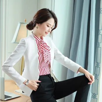 

Novelty White Formal Blazers and Jackets Coat Women Professional Business Work Wear Outwear Ladies Office Blaser Tops Clothes
