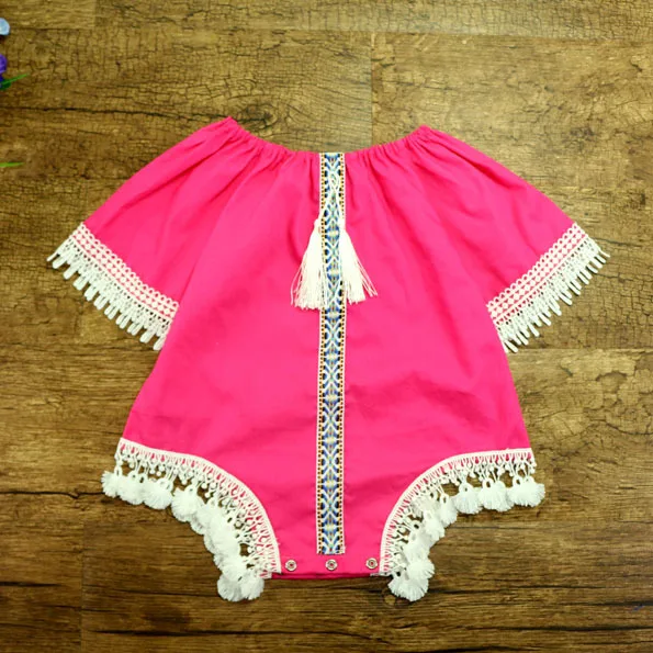 

2019 hot sale Retro fashion baby girl romper summer romper with colorful and with tassels