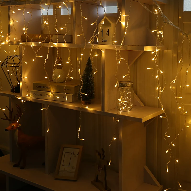 4M LED Icicle String Light Indoor LED Garland Curtain Lights