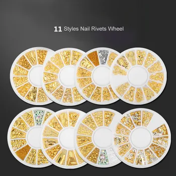 

DIY 3D Gold Silver Nail Art Decorations Metal Rivets Studs Rhinestones Pearl Jewelry Nail Charms Accessoires
