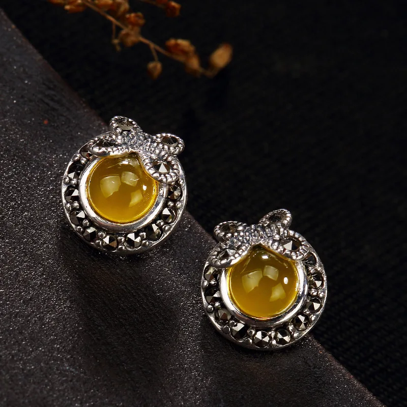 

NOT FAKE S925 Fine Jewelry Earrings 925 Sterling Silver Artisan Baltic Retro Exquisite Semi Gemstone waterdrop moldavite