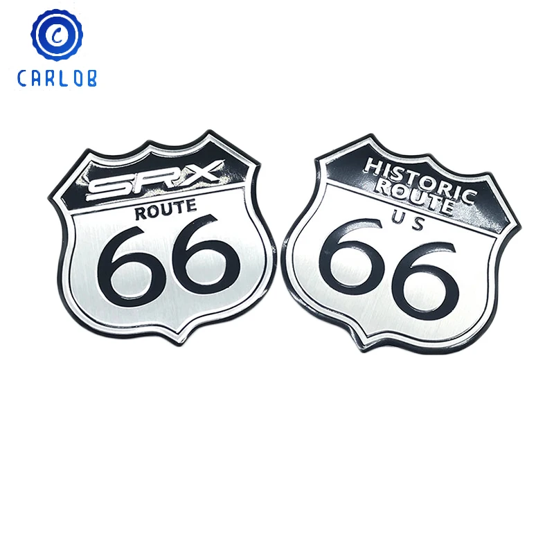 

CARLOB 3D Metal Sign Sticker Car Styling America US HISTORIC ROUTE 66 ROAD Emblem Badge SRX Logo Motorcycle Decal For Cadillac
