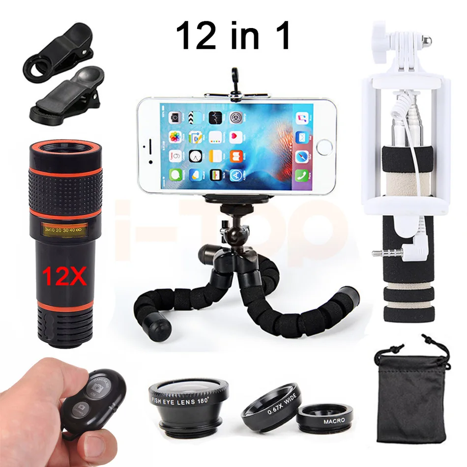 bilder für 12in1 Telefon linsen Kit 12X Tele Zoom Lentes Fisheye weitwinkelmakroobjektiv für iphone 7 smartphone mit mobilen stativ Clips bilder für 12in1 Telefon linsen Kit 12X Tele Zoom Lentes Fisheye weitwinkelmakroobjektiv für iphone 7 smartphone mit mobilen stativ Clips