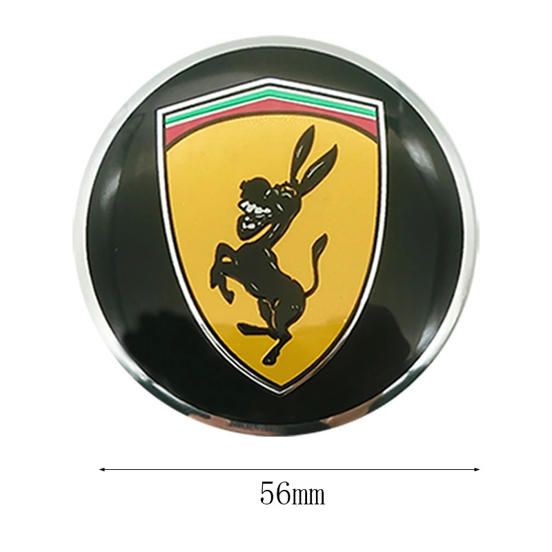 4pcs 56mm Car Steering tire Wheel Center sticker Hub Cap Emblem Badge Decals For Ferrari donkey Car styling accessories 4pcs 56mm Car Steering tire Wheel Center sticker Hub Cap Emblem Badge Decals For Ferrari donkey Car styling accessories