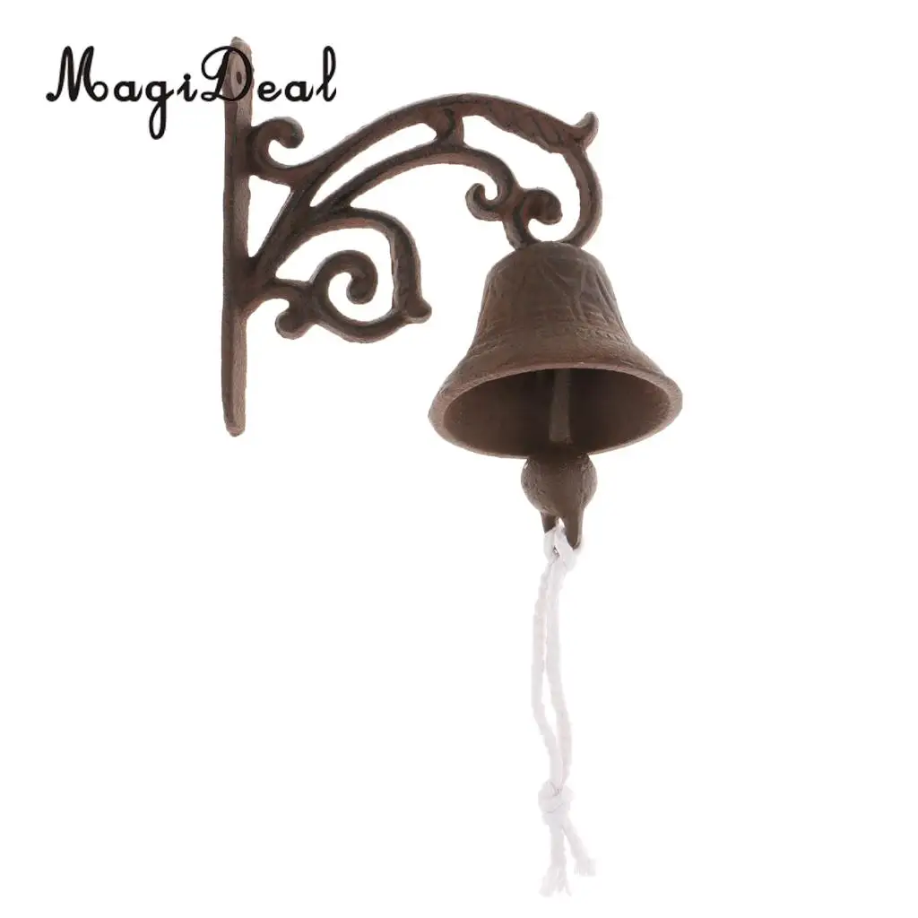 Outdoor Dinner Bells Vintage Antique Cast Iron Bracket Mounts Bell Indoor Outdoor Wall Mounted Door Bells