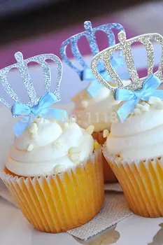 

Little prince cupcake toppers - Little Prince Baby Shower - King Crown Picks wedding baby shower birthday party favors