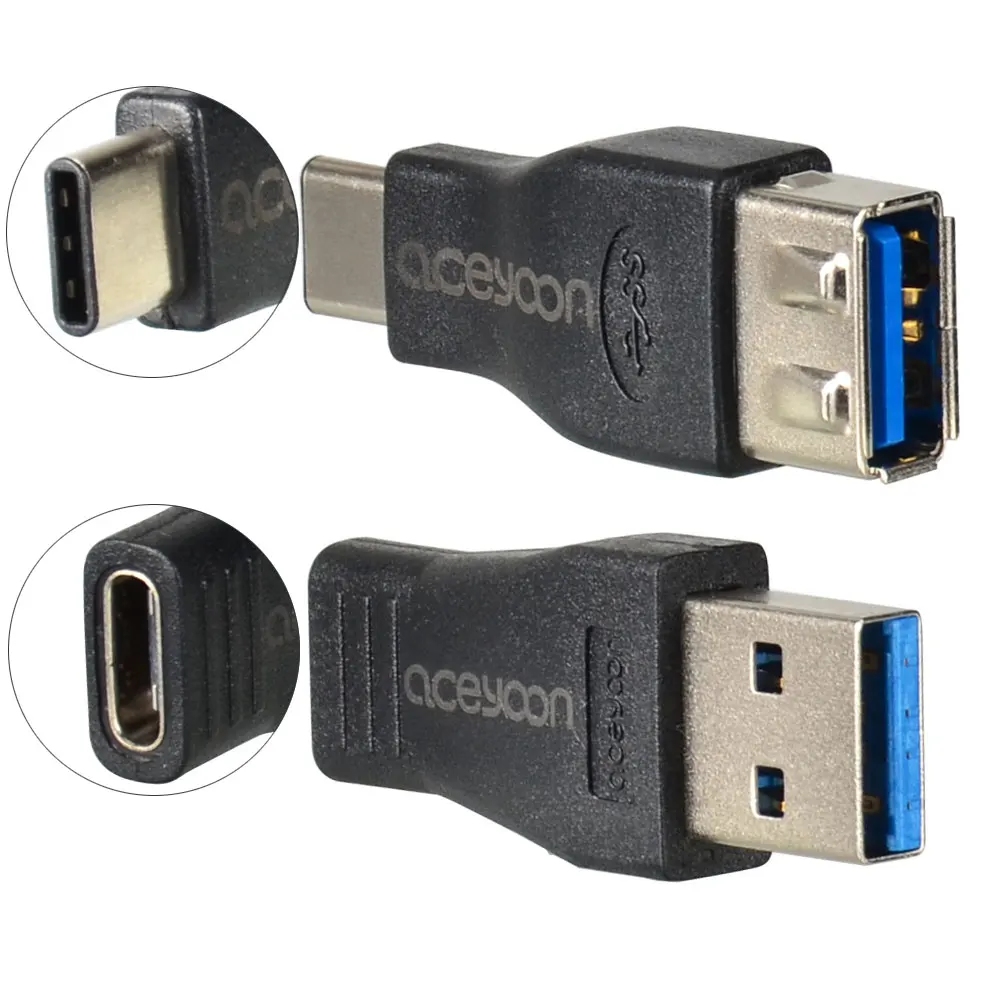 Aceyoon usb type c to usb 3 0 female adapter 2in1 set type c male usb