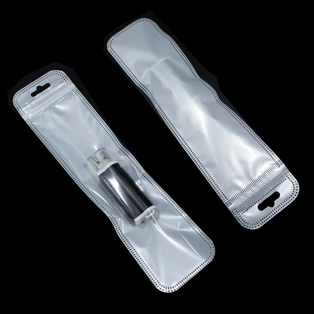 Clear Pearl White Plastic Packaging Bag for Zip Hang Hole Lock Reclosable Pouch 
