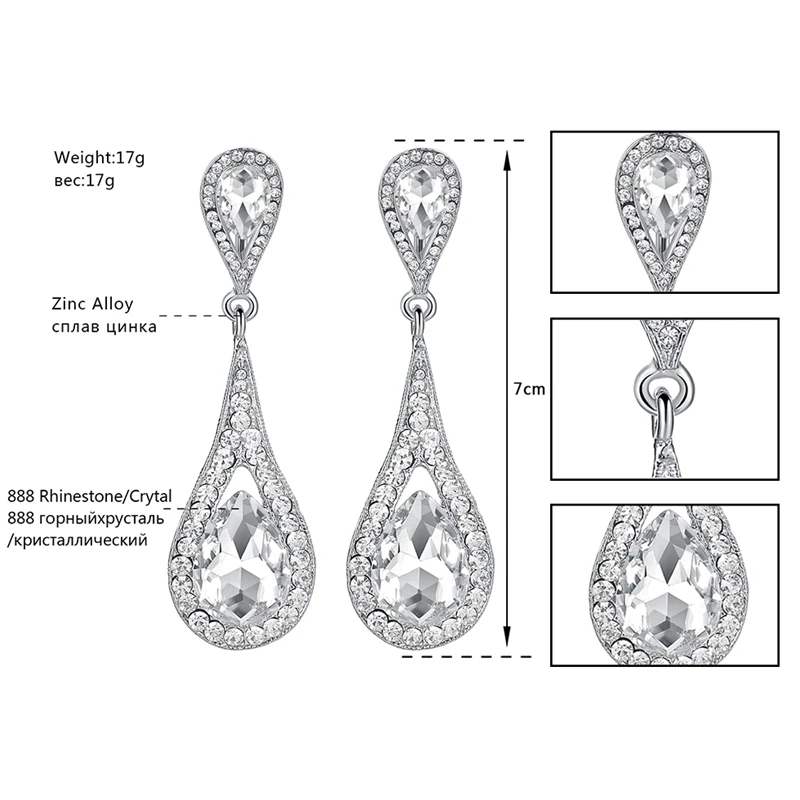 Minmin каплевидные серебряные свадебные серьги для женщин, большие вечерние висячие серьги с кристаллами, модное ювелирное изделие MEH246