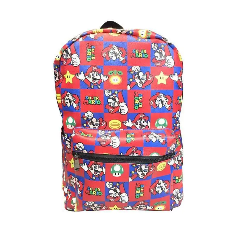 

Anime Super Mario Backpack Pocket Monsters Waterproof Canvas Backpack For Women Men PU leather Shoulder Schoolbags Mochila