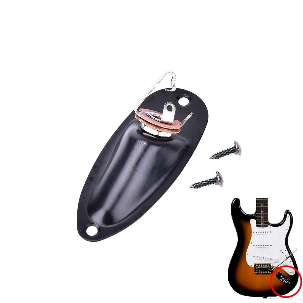 1 Set Boat Input Output Jack Plate Socket With Screws For Fender Strat Guitar  Black