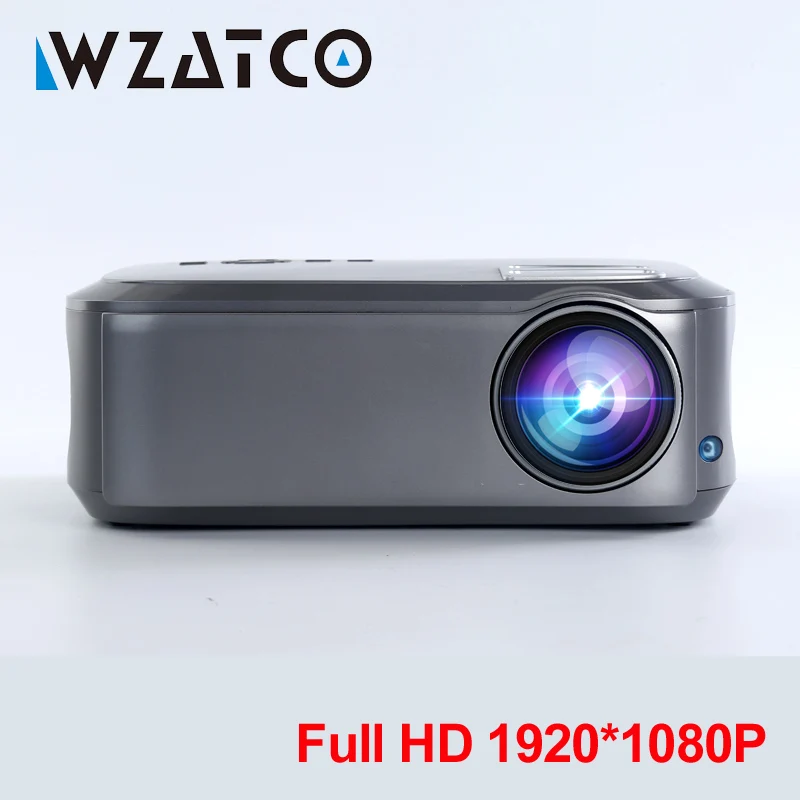 WZATCO Full HD 1080P проектор 200inchT58 Android 9,0 WiFi светодиодный проектор для домашнего кинотеатра HDMI PC видеоигры мобильный проектор