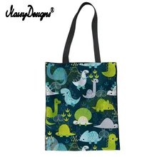 Noisydesigns/Женская Холщовая Сумка с принтом динозавра; большая сумка для покупок; складная сумка для девочек; сумка для студентов и школьников и путешествий; женская сумка; Laptop2019