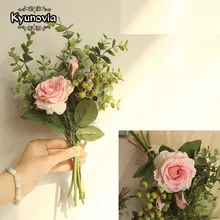 Kyunovia Berry эвкалипта и bluch розовый сезон: весна–лето Свадебные Boho свадебная одежда подружки невесты для девочек в цветочек на свадьбу букет D109